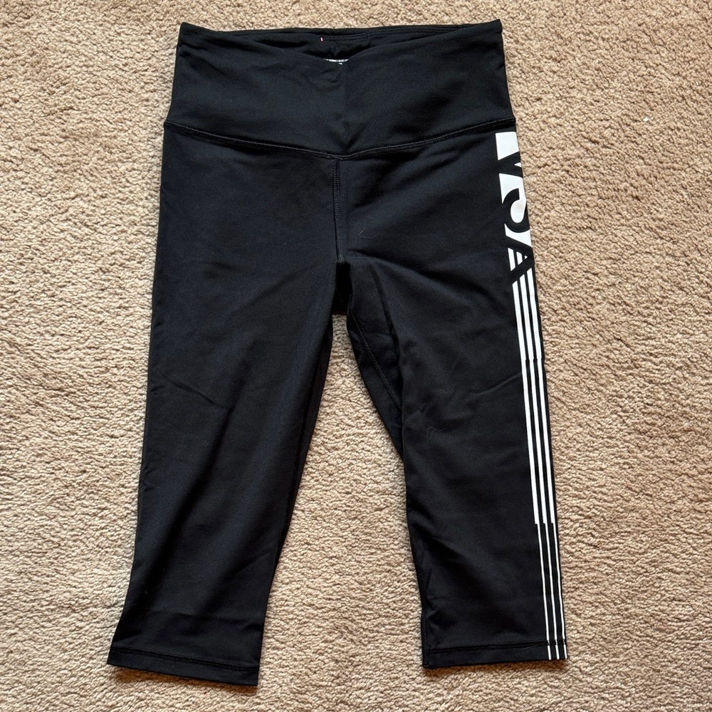 Victoria's Secret VSX Logo Black Leggings with White Stripe